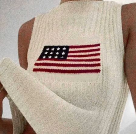 Ivory Flag Knit Tank - TSA3
