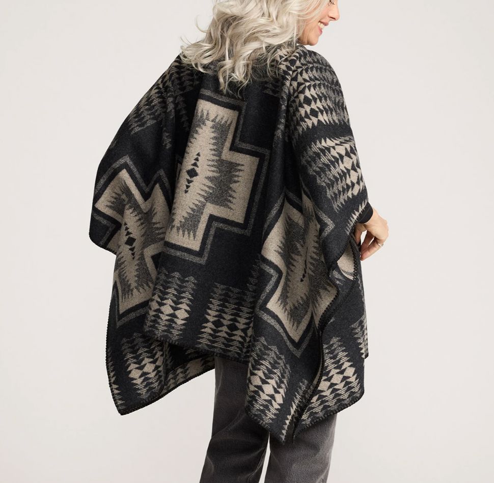 Jacquard Poncho - Harding Black/Tan - Pendleton - TE168