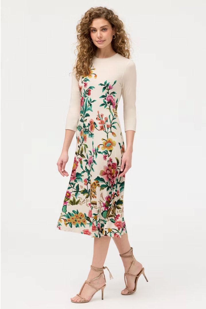 Janie Cream Floral Dress - T30726