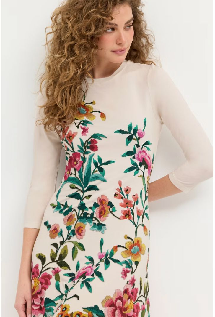 Janie Cream Floral Dress - T30726
