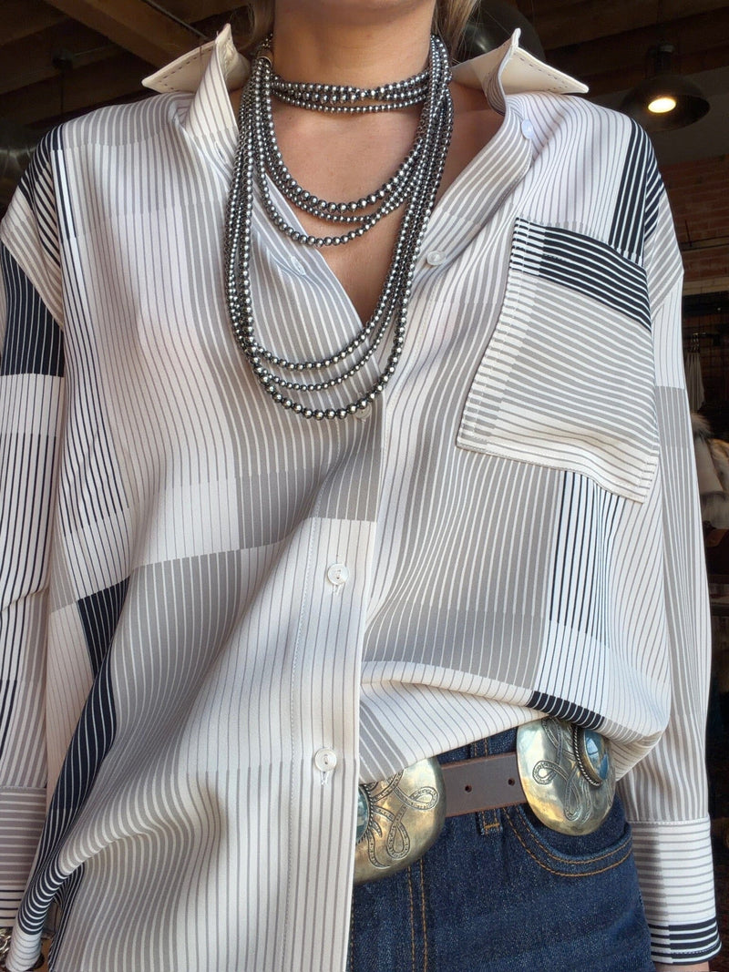 Jessica 3/4 Sleeve Striped Blouse - LY3814