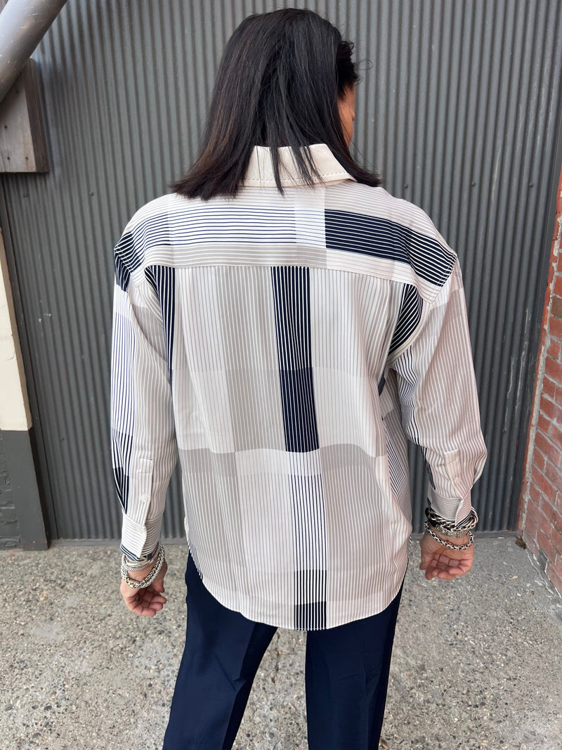 Jessica 3/4 Sleeve Striped Blouse - LY3814