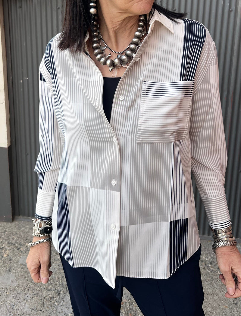 Jessica 3/4 Sleeve Striped Blouse - LY3814