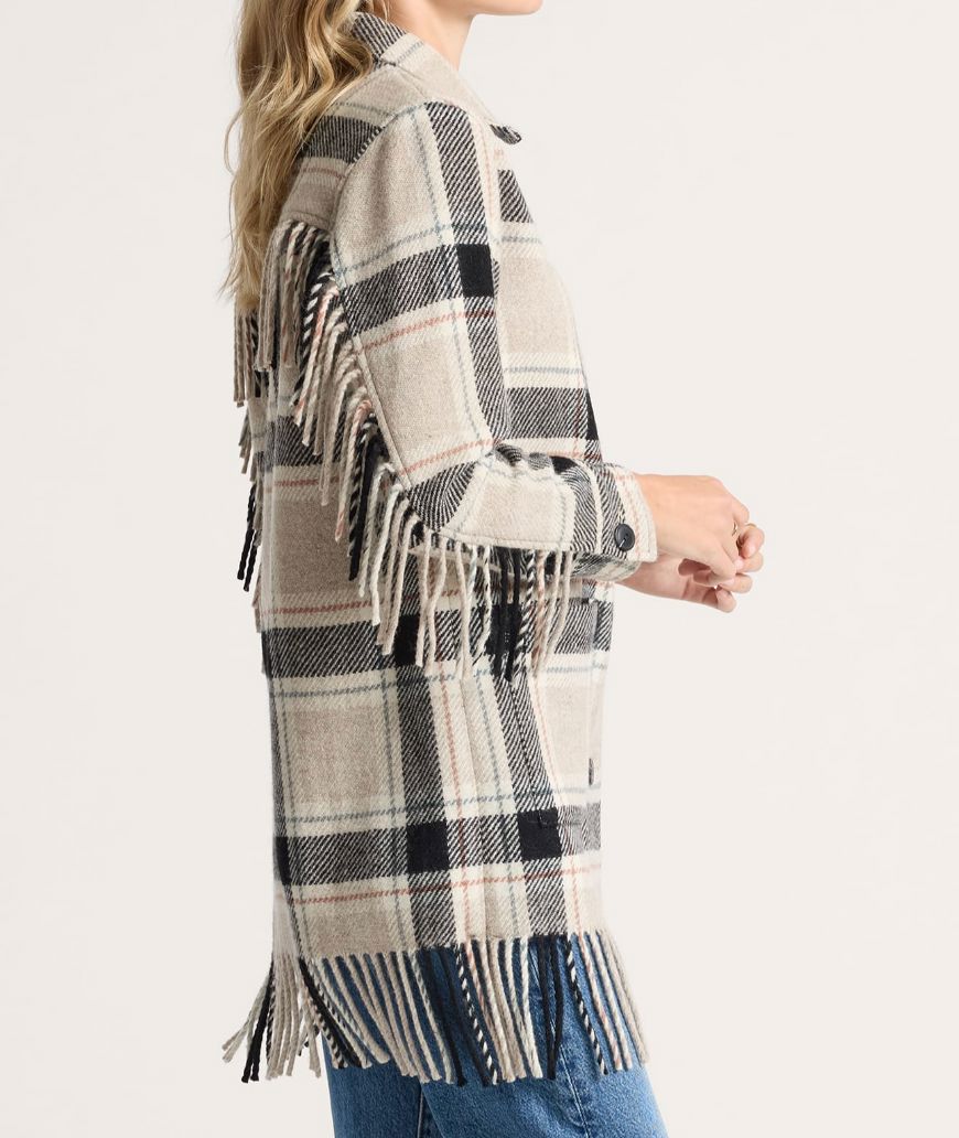 Jolene Black/Tan Plaid Fringe Jacket - Pendleton - TF682