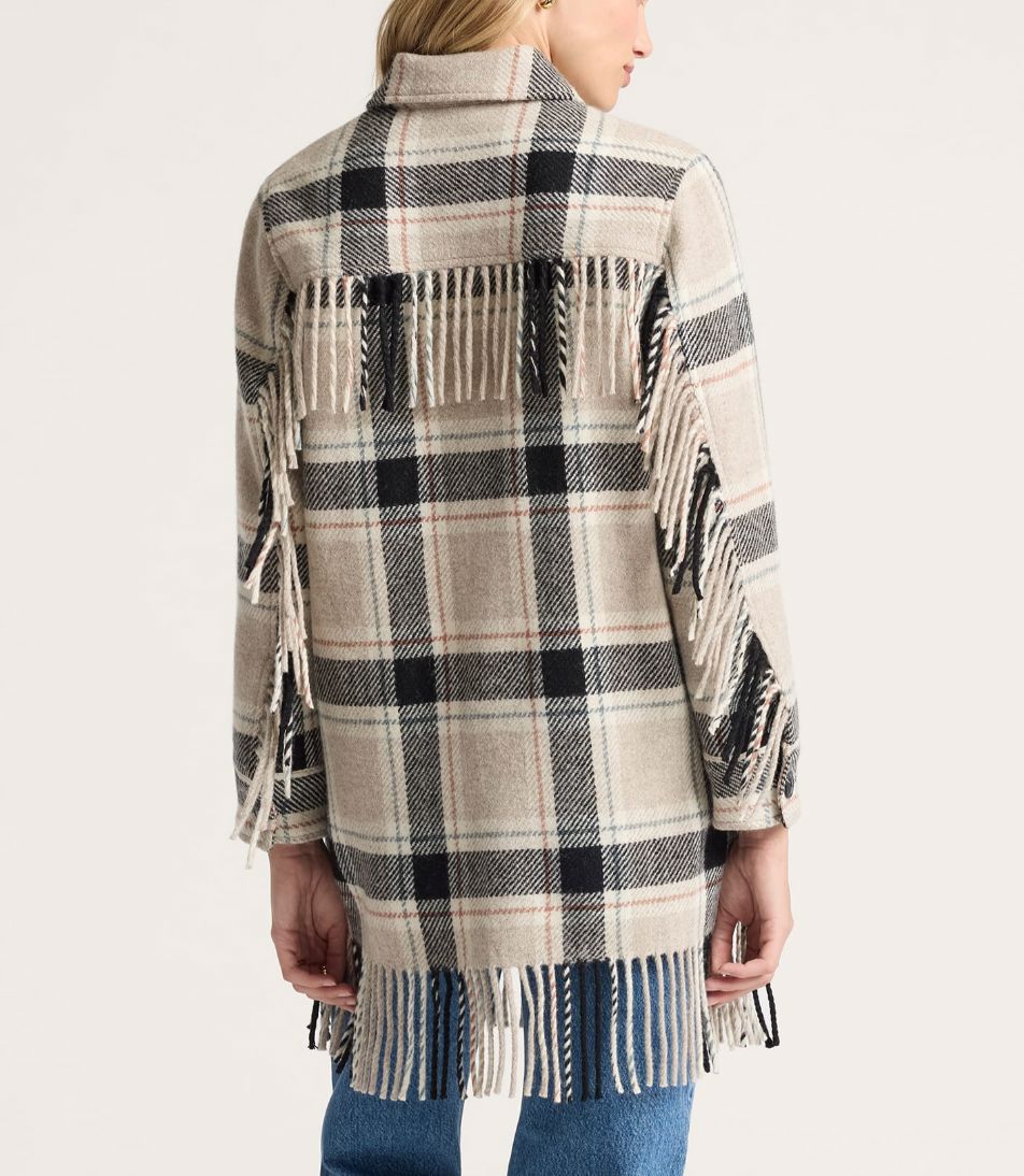 Jolene Black/Tan Plaid Fringe Jacket - Pendleton - TF682
