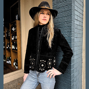 Suede Concho Jacket - Black - Scully - L191