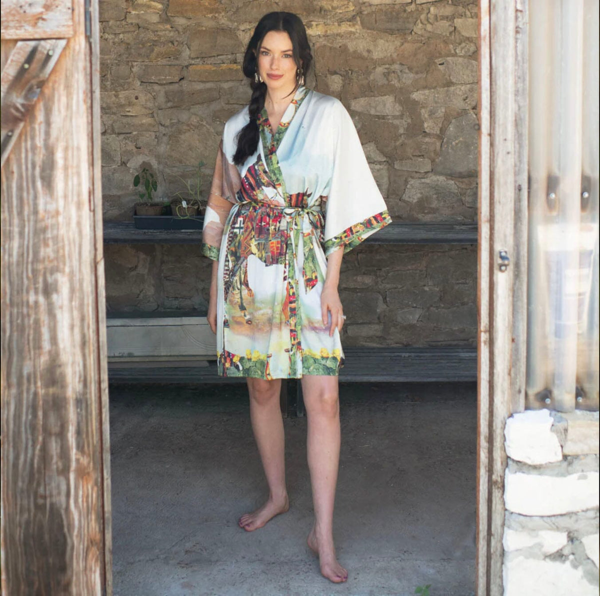 Kimono-Style Robe - Haute Horse - KRF-HH STONE FEATHER ROAD Kimono-Style Robe - Haute Horse - KRF-HH STONE FEATHER ROAD