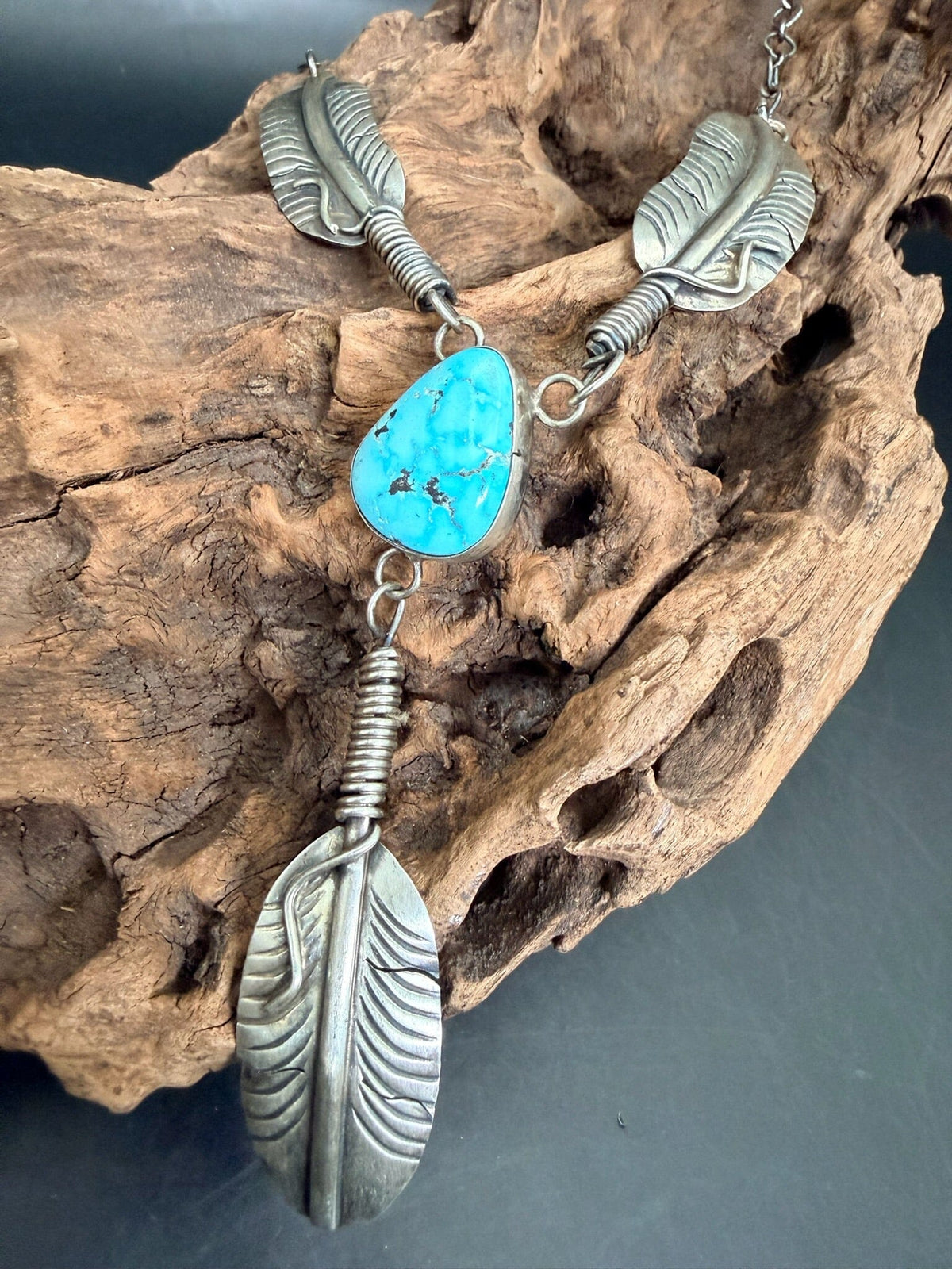 Kingman 1 Stone & Feather Necklace - NSL28