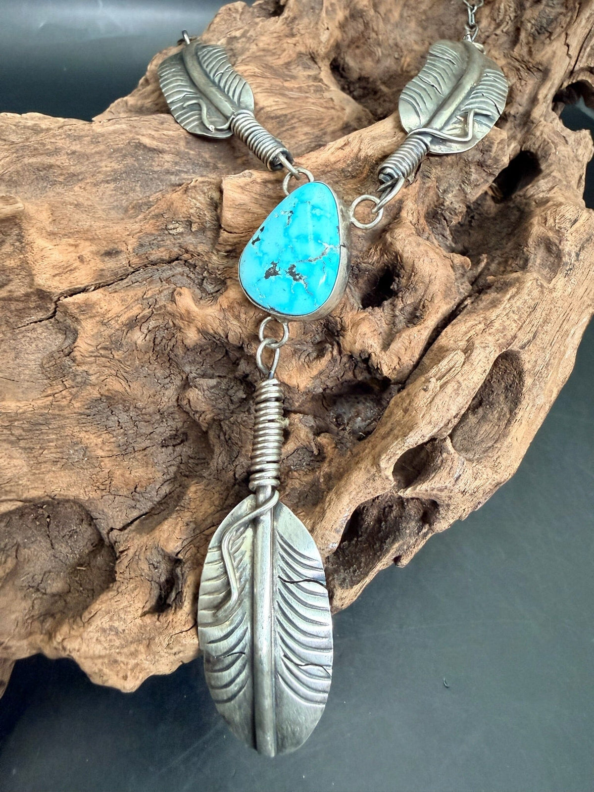 Kingman 1 Stone & Feather Necklace - NSL28