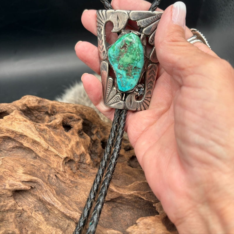 Kingman Turq/Cut Out Sterling Bolo - BMH56