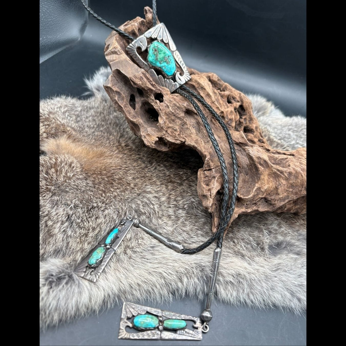 Kingman Turq/Cut Out Sterling Bolo - BMH56