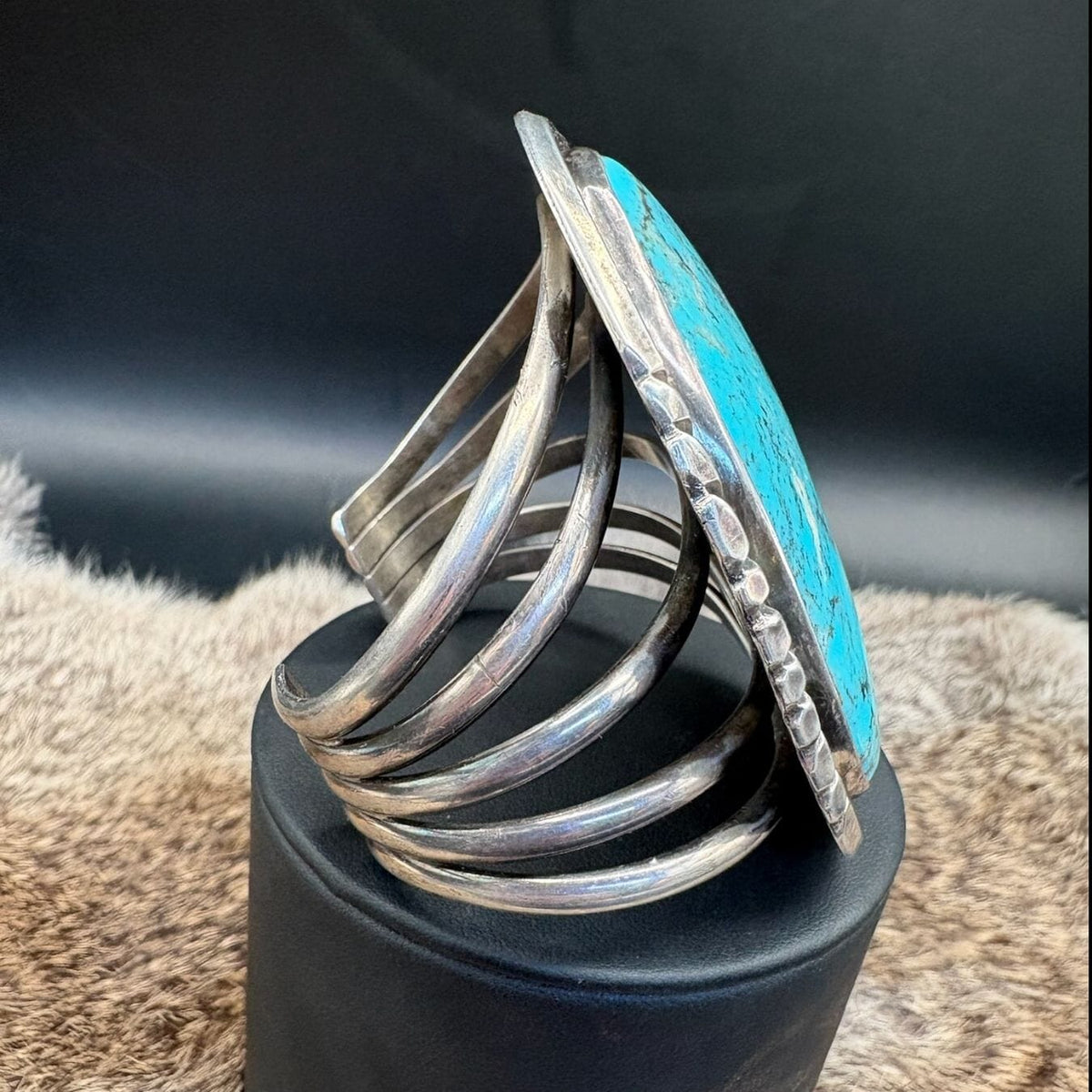 Kingman Turquoise and Sterling Large Cuff - CMH310