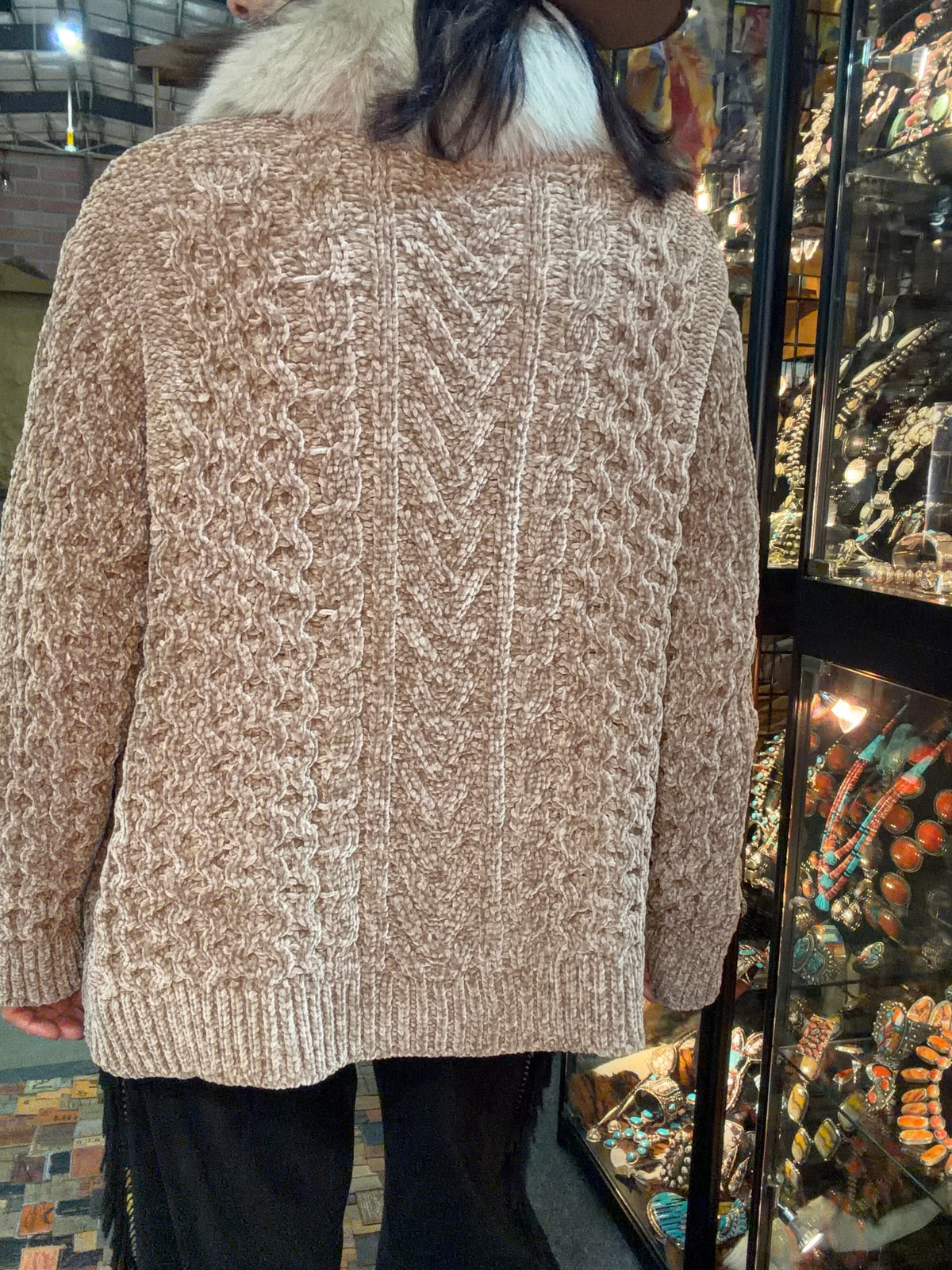Knit Cardigan/Fox Collar - MK3833