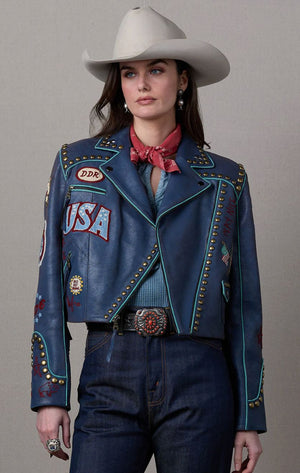 Lady Liberty Biker Jacket - Indigo - Double D Ranch - C3514N