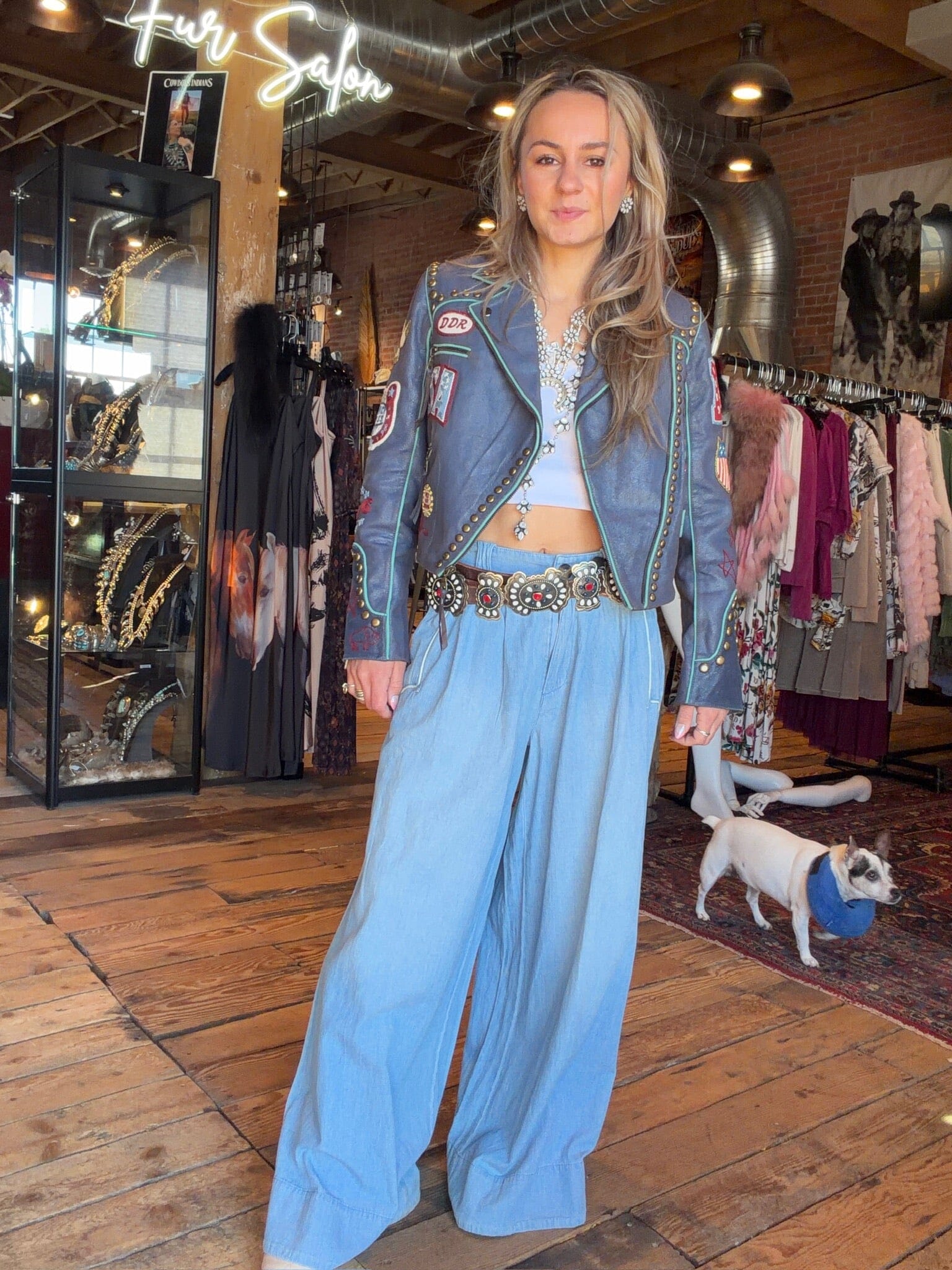 Lady Liberty Biker Jacket - Indigo - Double D Ranch - C3514N