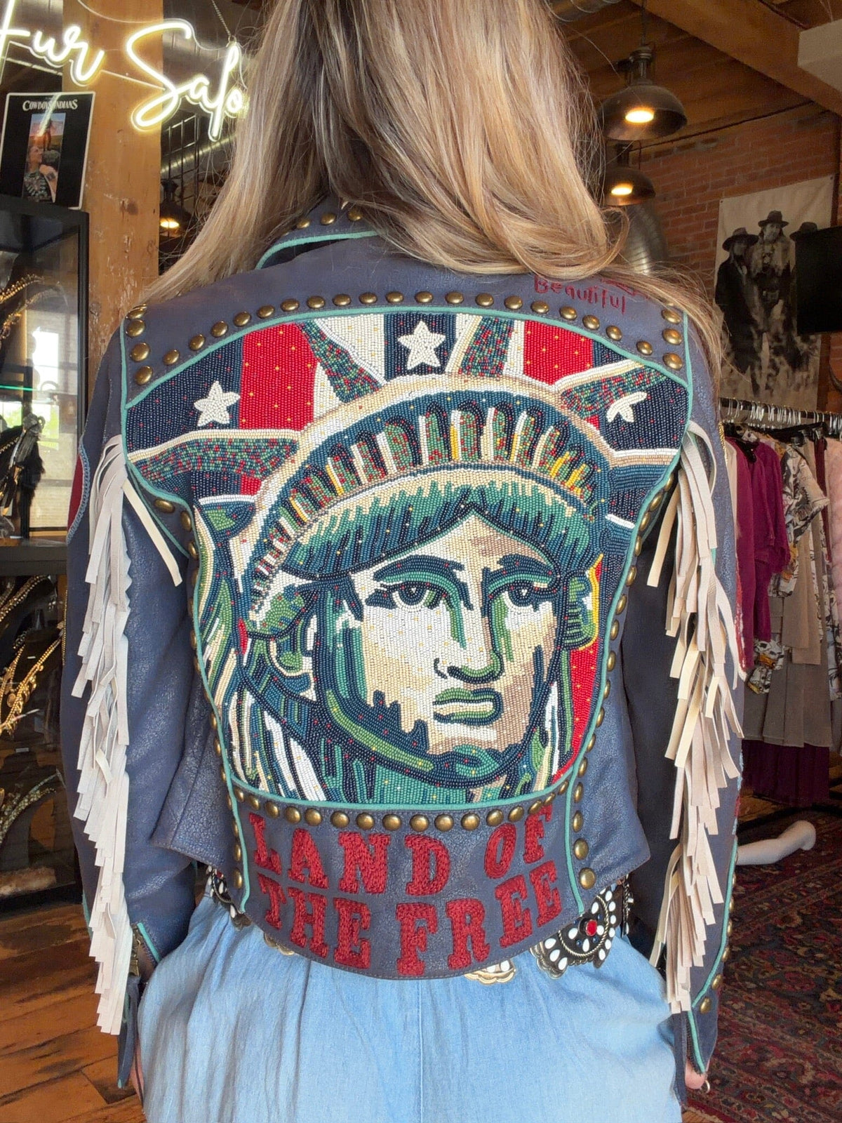 Lady Liberty Biker Jacket - Indigo - Double D Ranch - C3514N