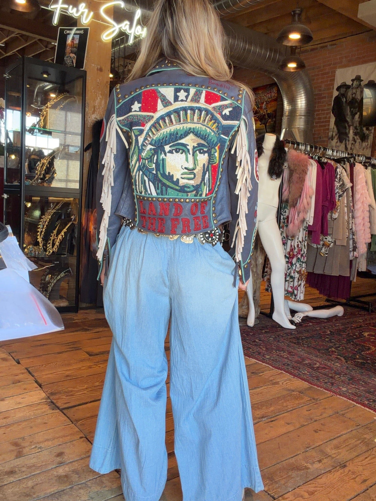 Lady Liberty Biker Jacket - Indigo - Double D Ranch - C3514N