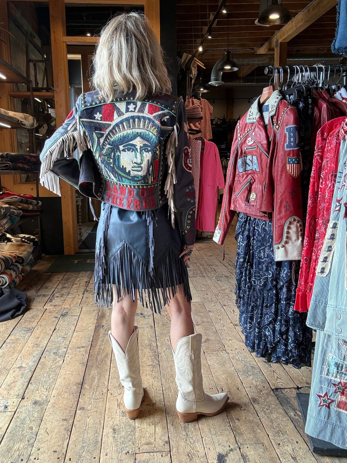 Lady Liberty Biker Jacket - Indigo - Double D Ranch - C3514N