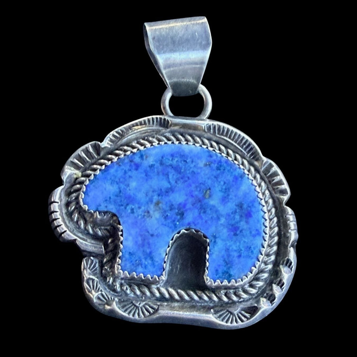 Lapis Bear Pendent in Sterling Silver - PMH48