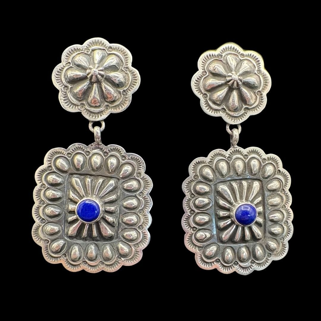 Lapis/Sterling Concho Earrings - EAZ237