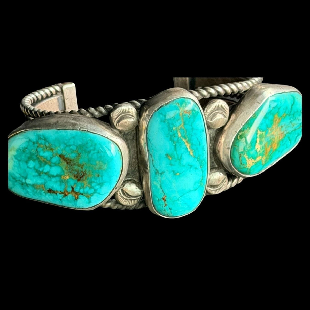 Large Green Turquoise 3 Stone Cuff - CMH280