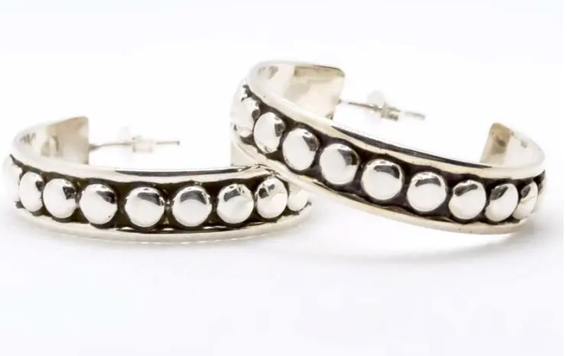Large Hoop Sterling Dot Earring - PDDT131