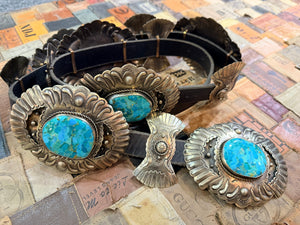Large Turquoise Scallop Concho Belt - BBAR285