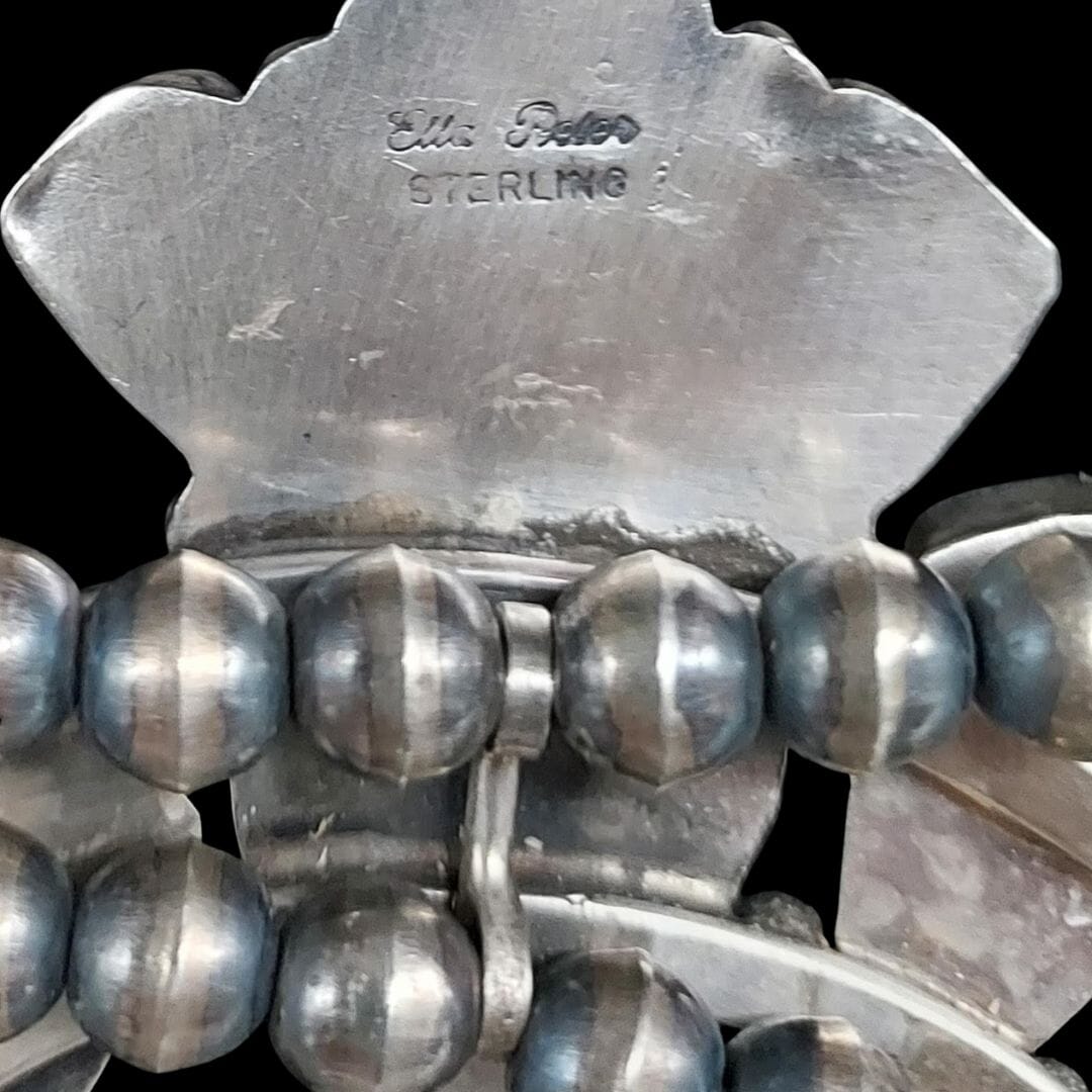 Large Turquoise & Sterling Squash Blossom Necklace - SQSW4