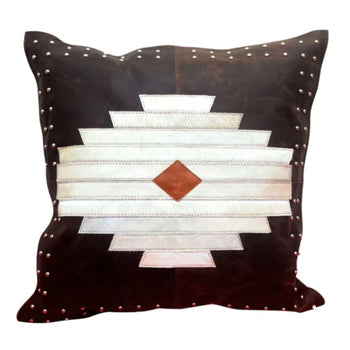 Leather Aztec Pillow - PHE6
