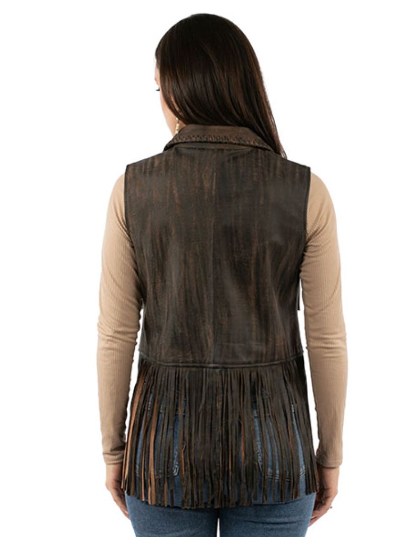 Leather Fringed Vest - Scully - L1181