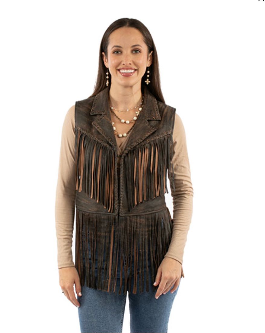 Leather Fringed Vest - Scully - L1181
