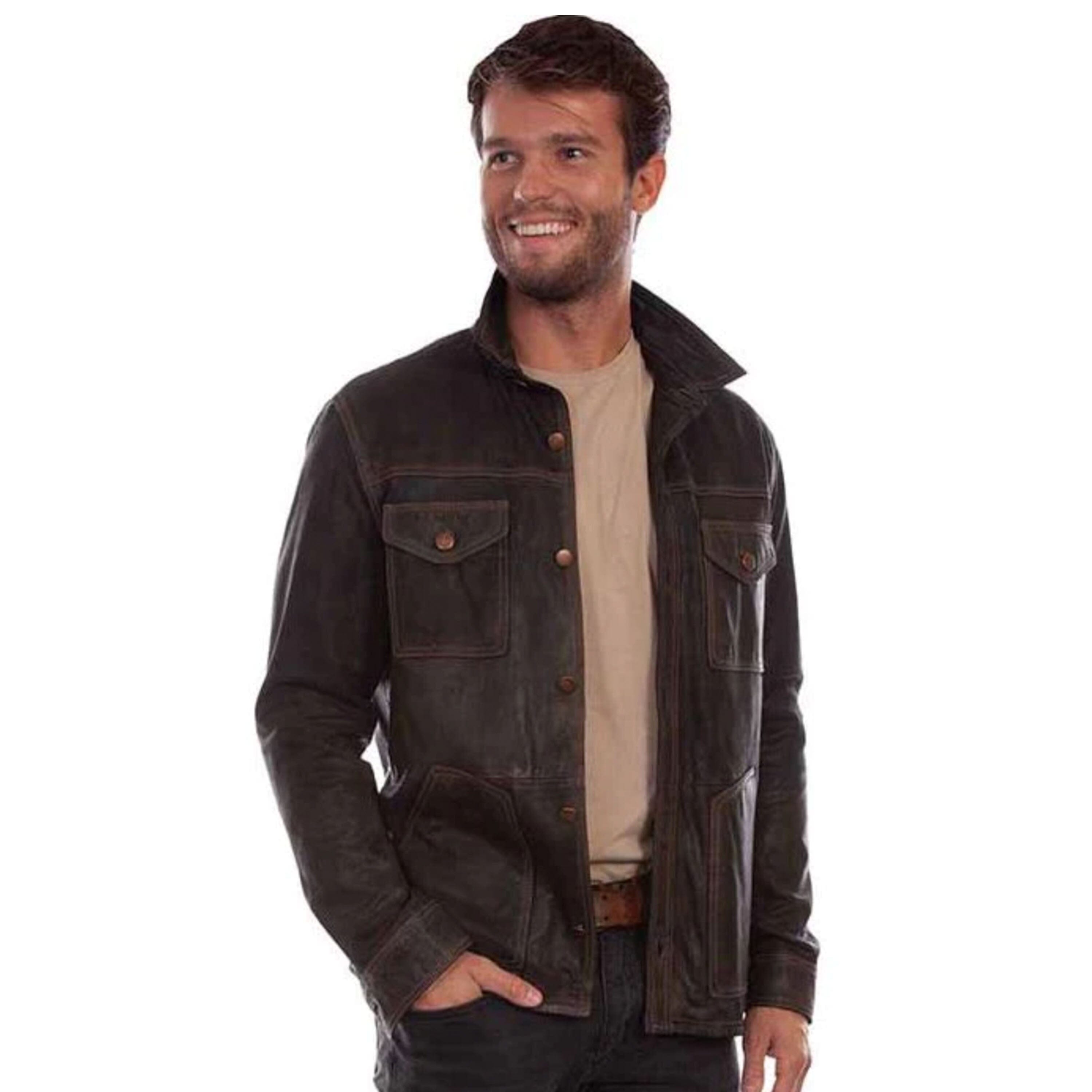 Leather Shirt/Jacket - Chocolate - Scully - JSY40