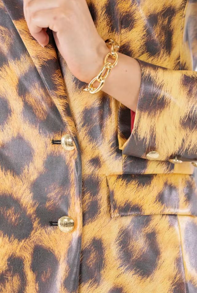 Leopard Faux Leather Bristol Blazer - EM1115