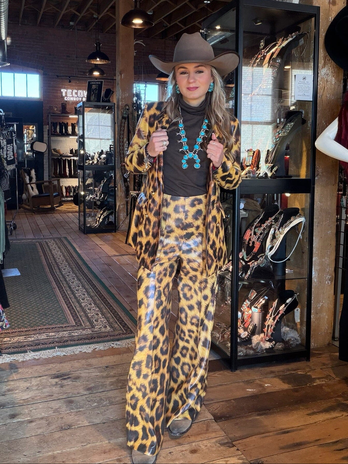 Leopard Faux Leather Bristol Blazer - EM1115
