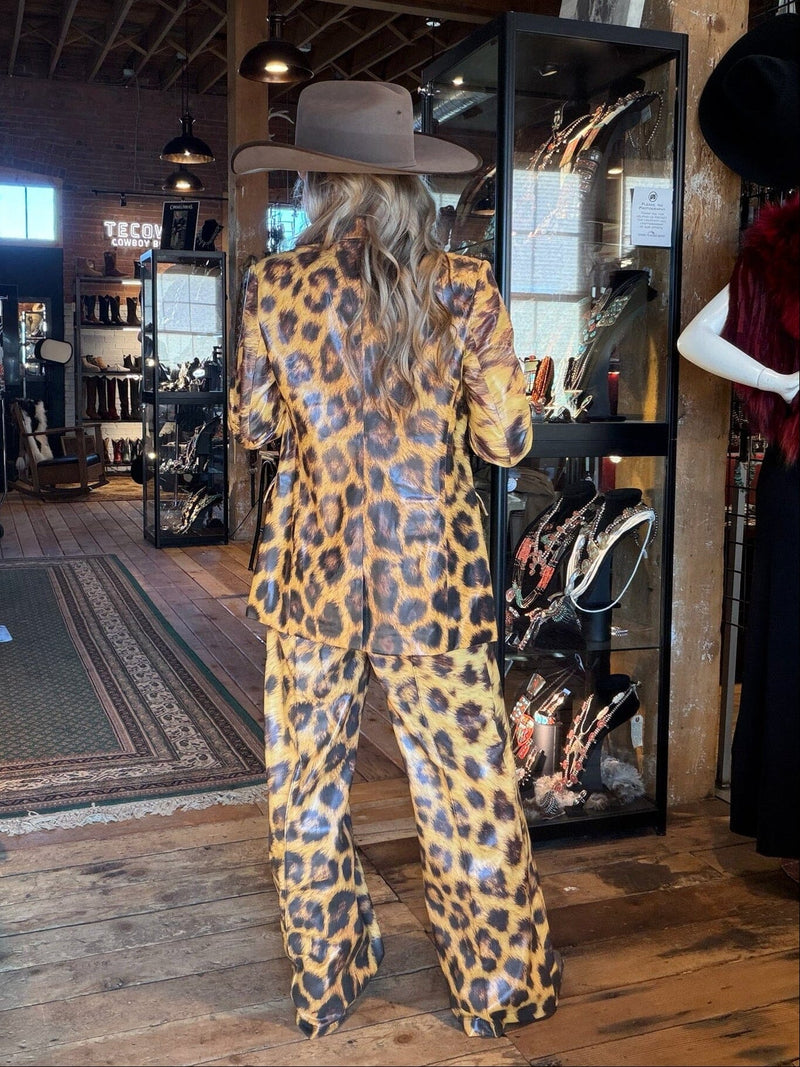 Leopard Faux Leather Rhett Pant - EM1083