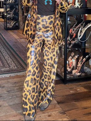 Leopard Faux Leather Rhett Pant - EM1083