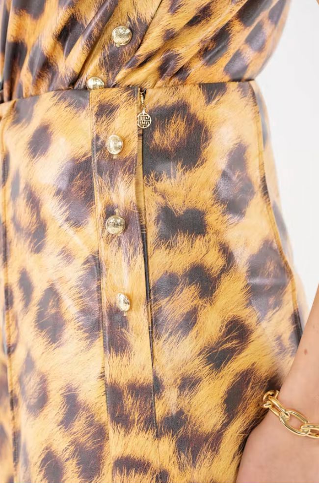 Leopard Faux Leather Rhett Pant - EM1083