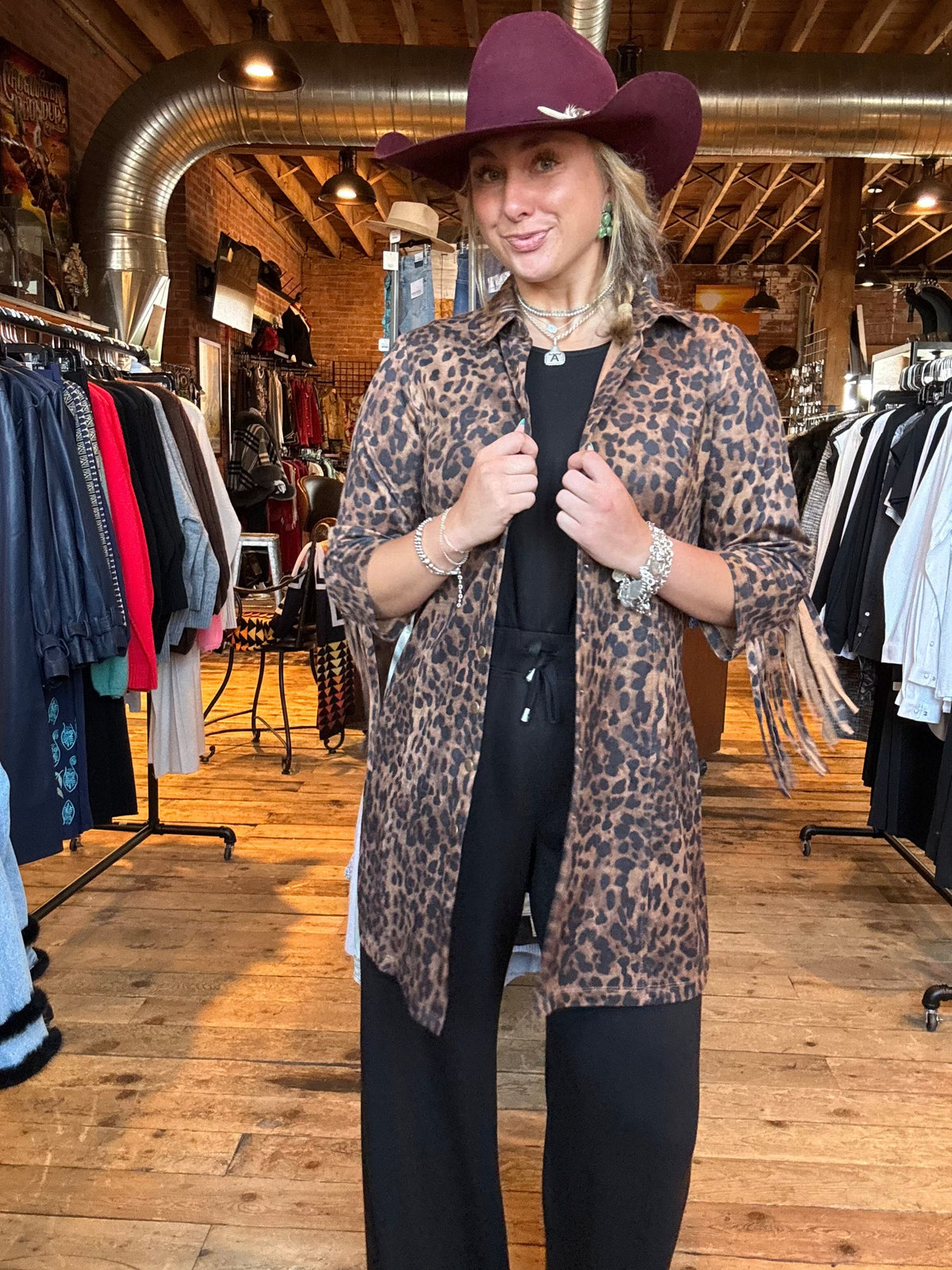 Leopard Fringe Snap Dress - 4262LE