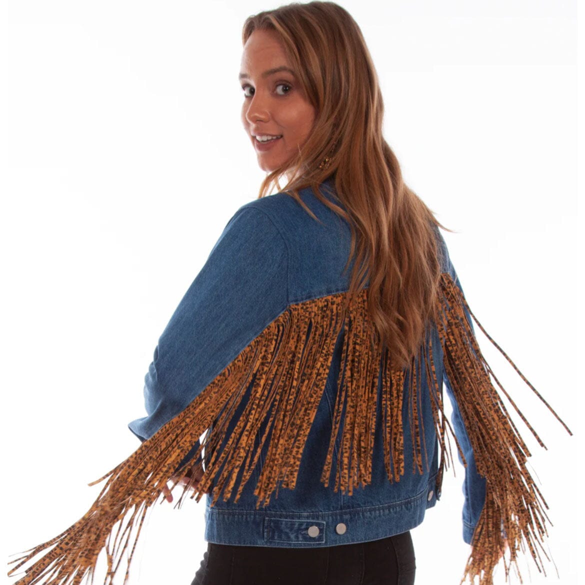 Leopard Fringed Denim Jacket - JSY44