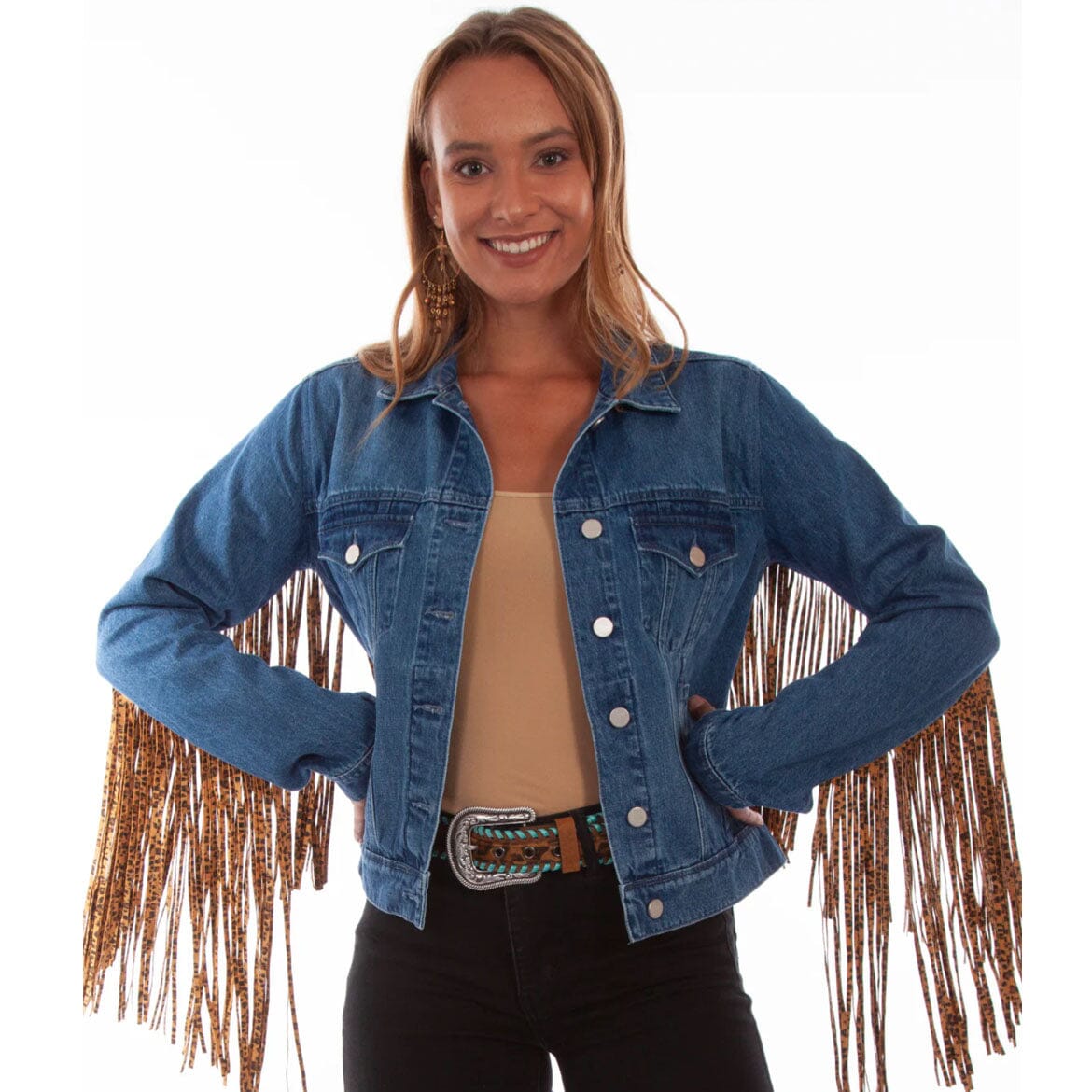 Leopard Fringed Denim Jacket - JSY44