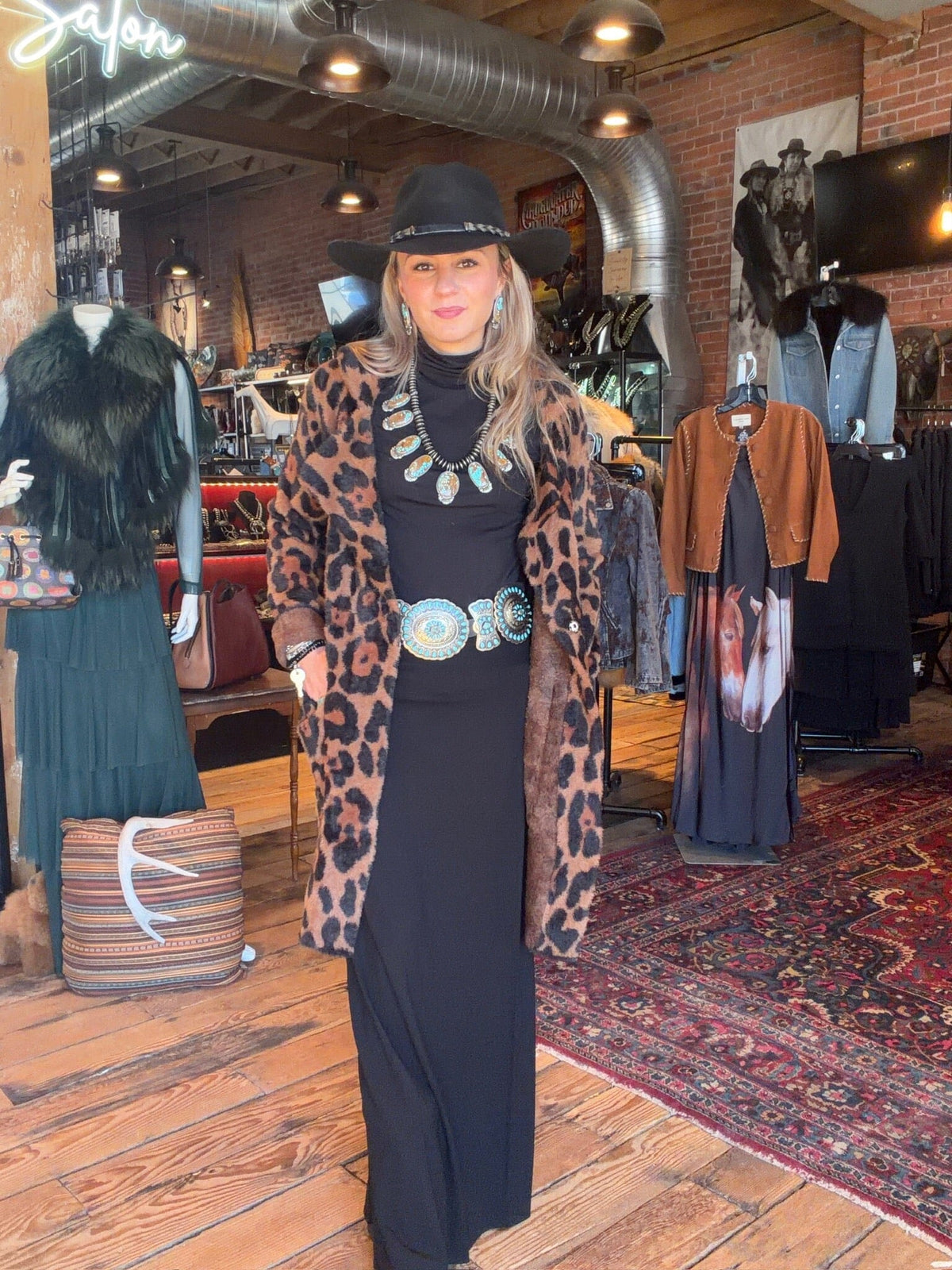 Leopard Print Faux Fur Coat - L34813