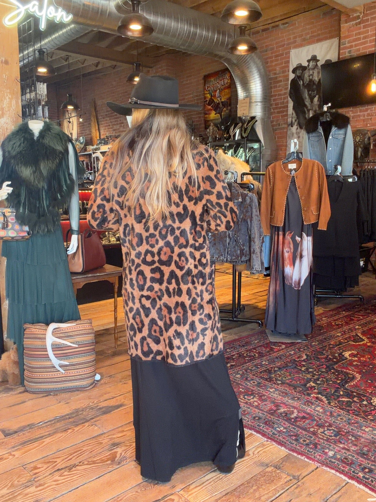 Leopard Print Faux Fur Coat - L34813