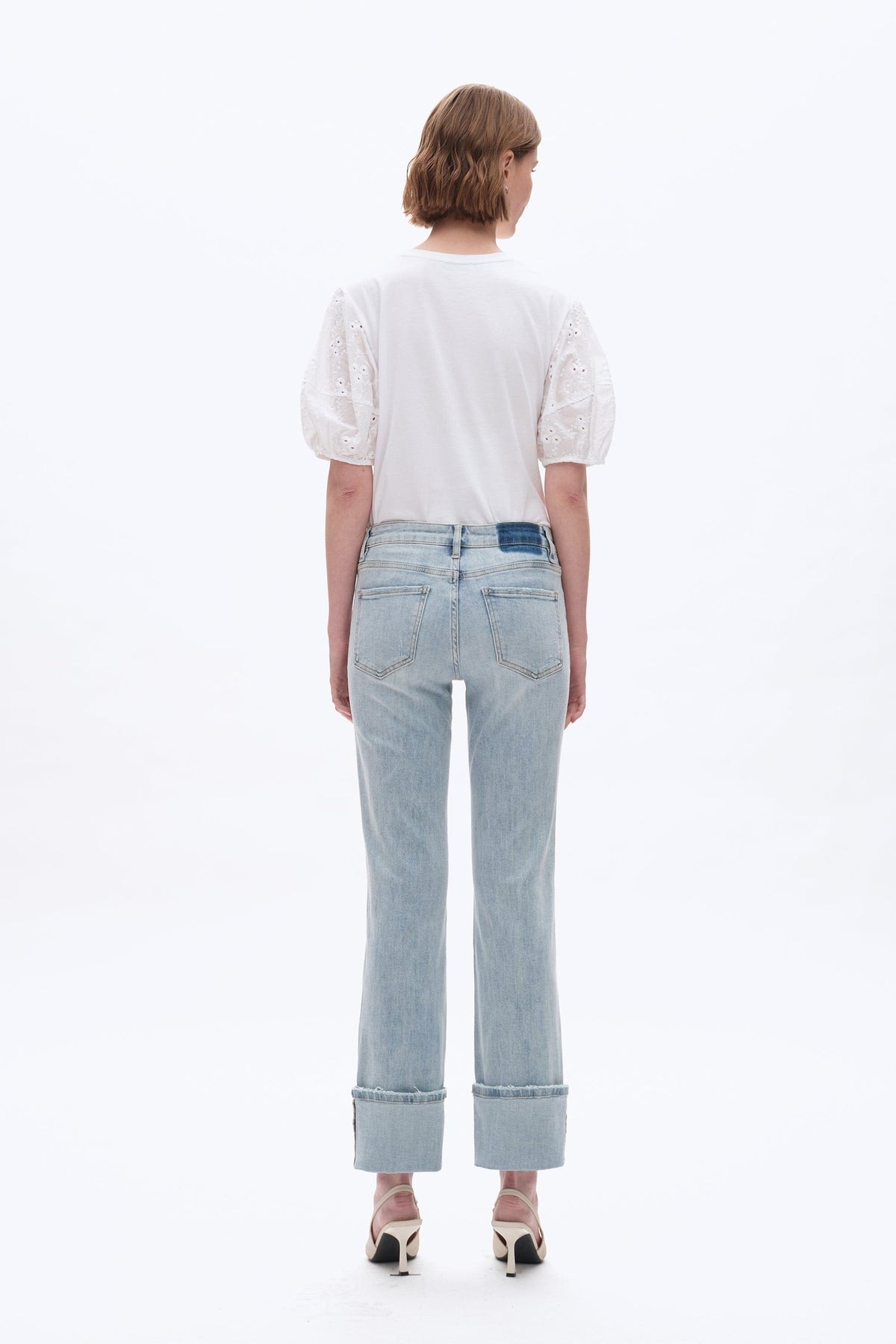 Light Blue Mid Rise Straight Cuffed Jean - BY5217