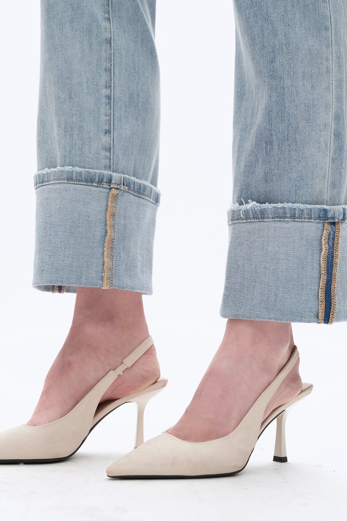 Light Blue Mid Rise Straight Cuffed Jean - BY5217