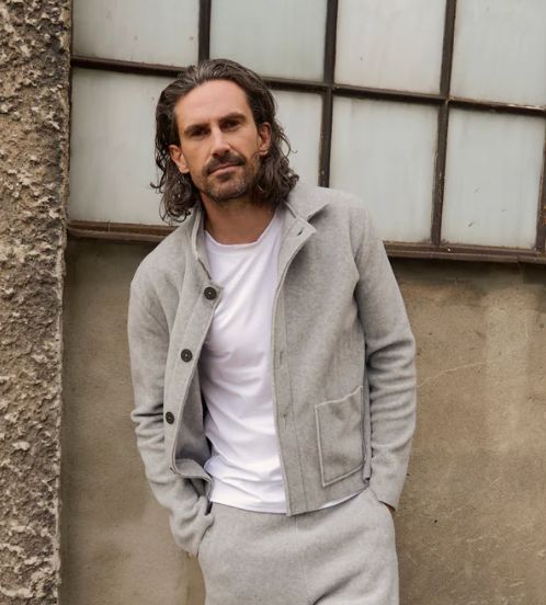 Light Grey Men's Fleece Cardigan - Carl by Henriette Steffensen - 1049CG