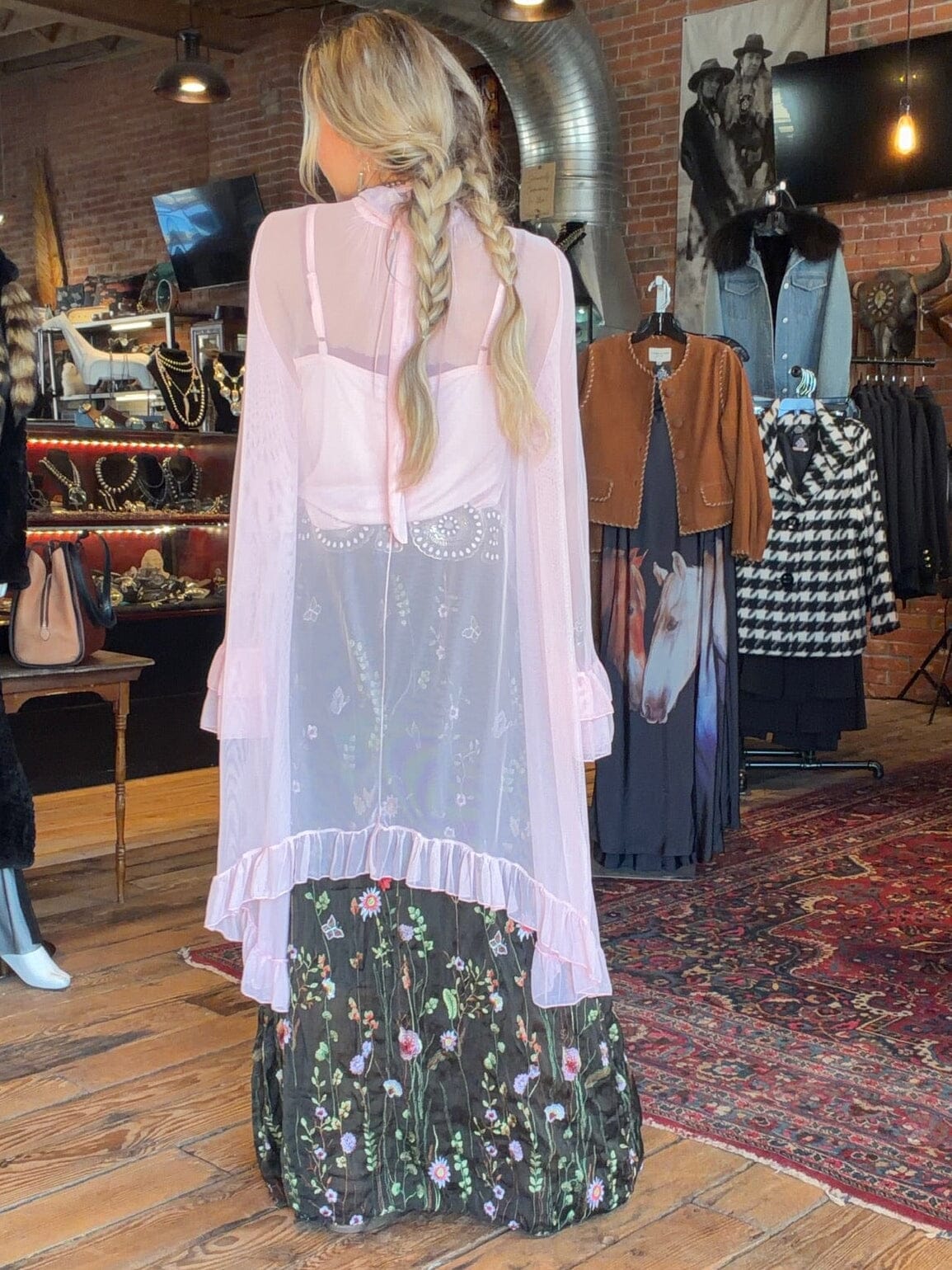 Light Pink Ruffle Mesh Blouse - 4809LP