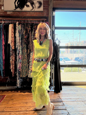 Lime Silk Tiered Maxi Dress - DGG2-LM