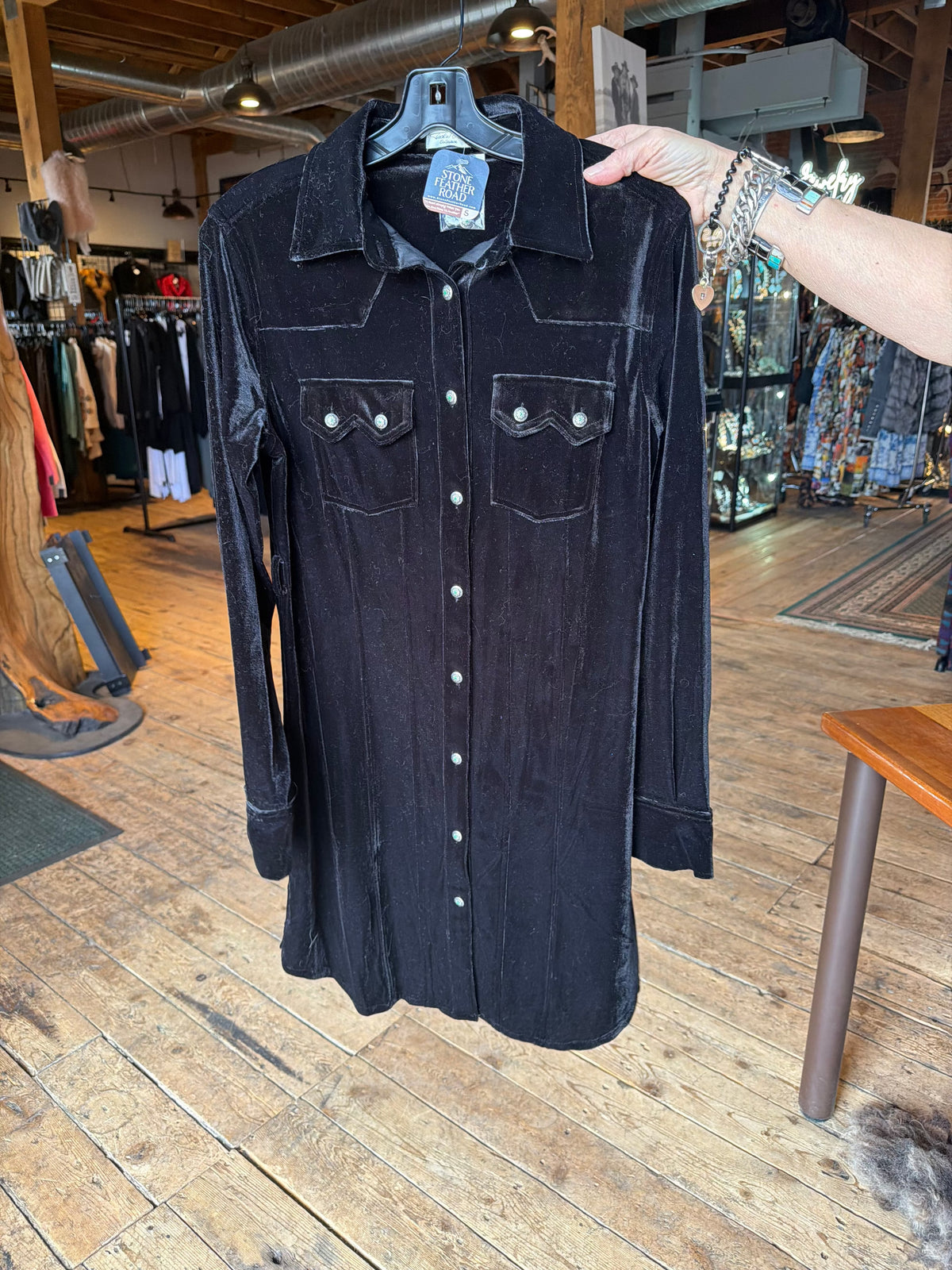 Liza Black Velvet Tunic - 401111