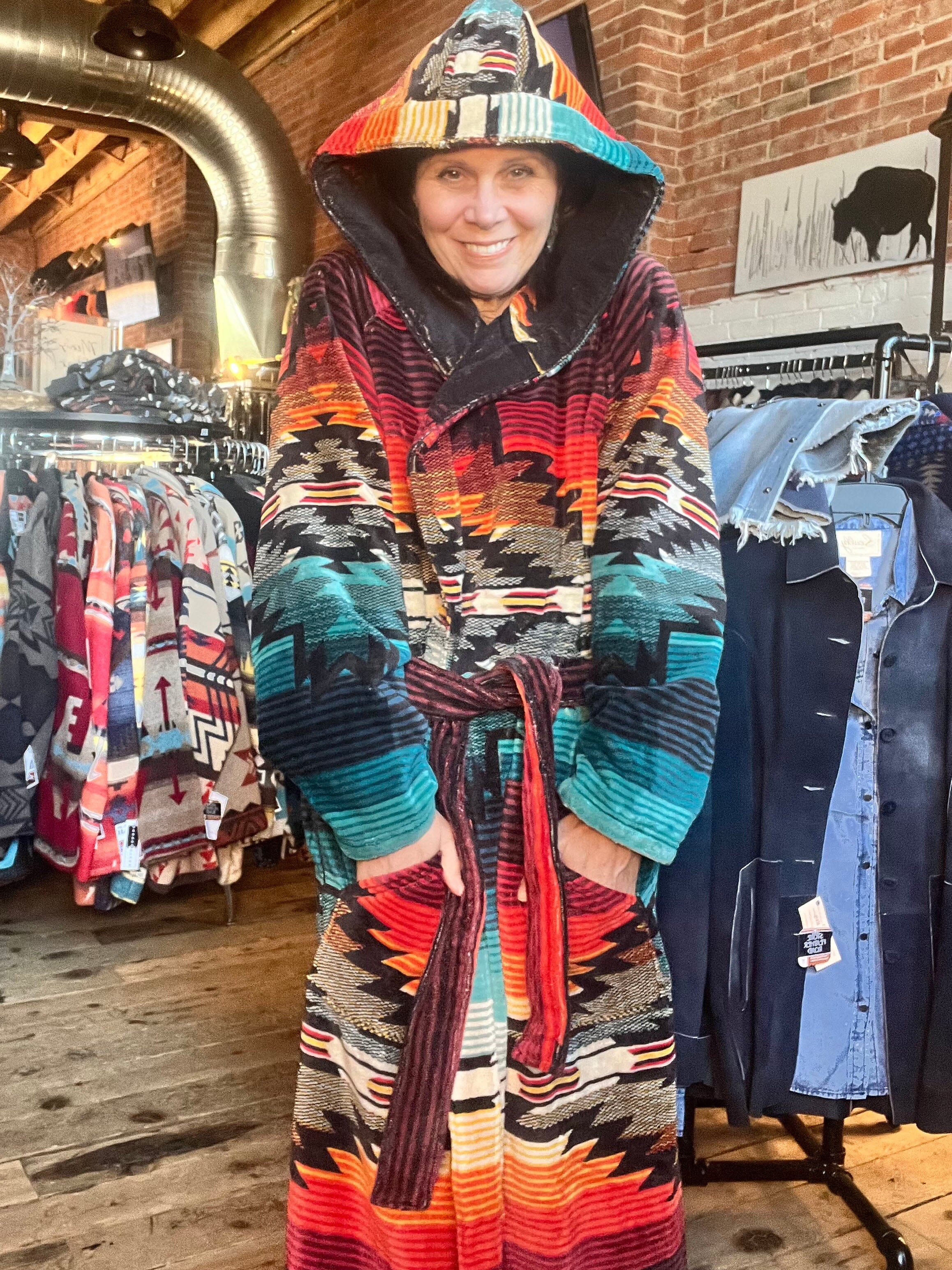 Long Sleeve Patterned Plush Terry Robe - Sunset - Pendleton Long Sleeve Patterned Plush Terry Robe - Sunset - Pendleton