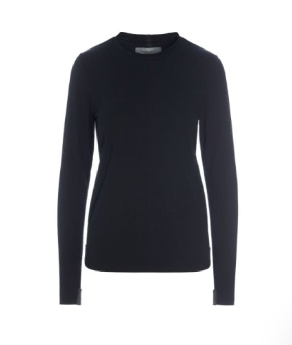 Long Sleeve Slim Fit Black Top - 96091B